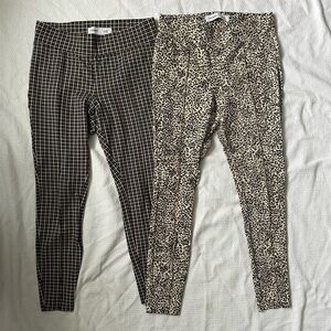 Old Navy Stevie High Rise Pants Bundle Small Plaid & Leopard Print Pull-On Pants